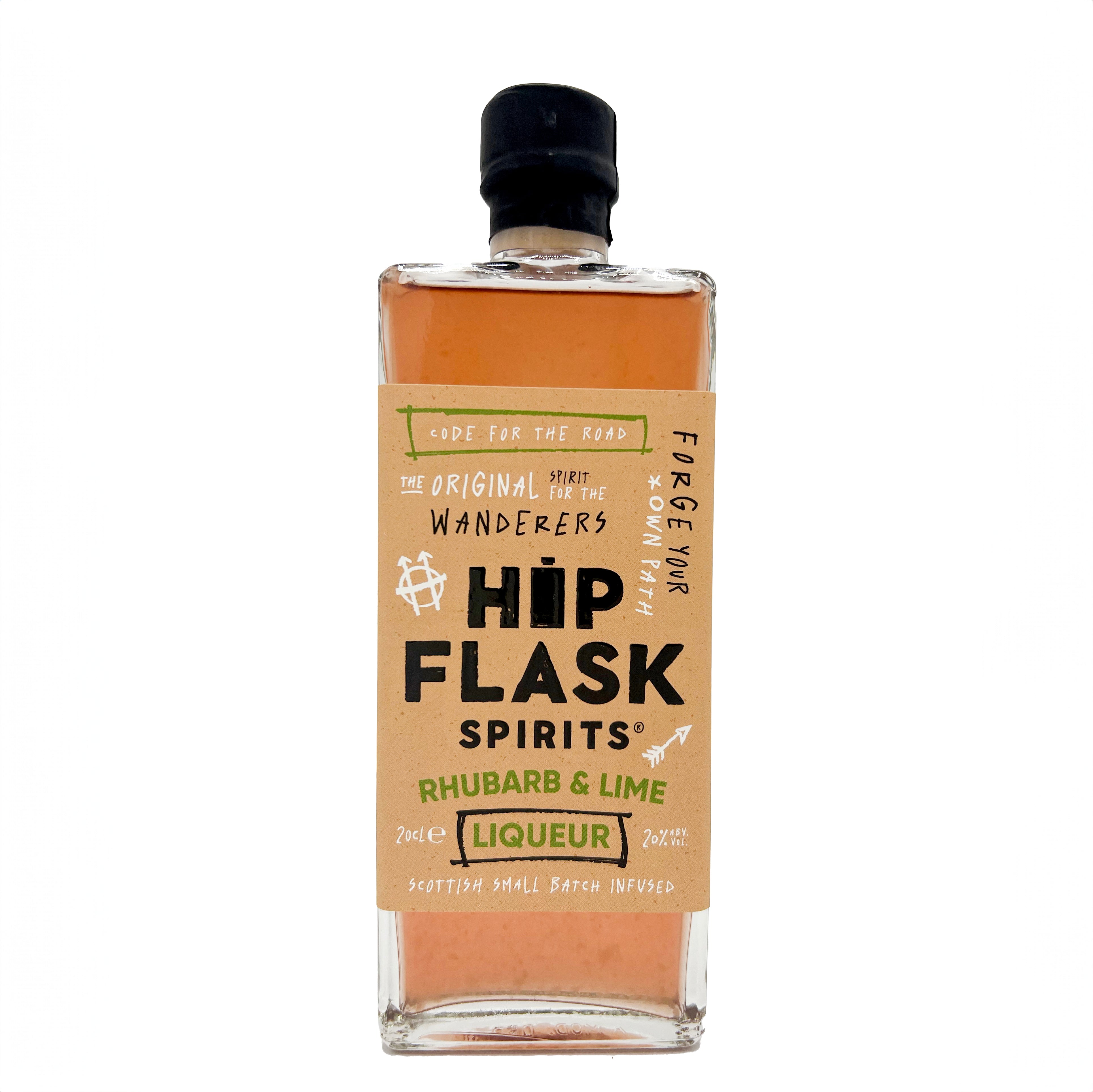 Gin Bothy Hip Flask Rhubarb and Lime Liqueur