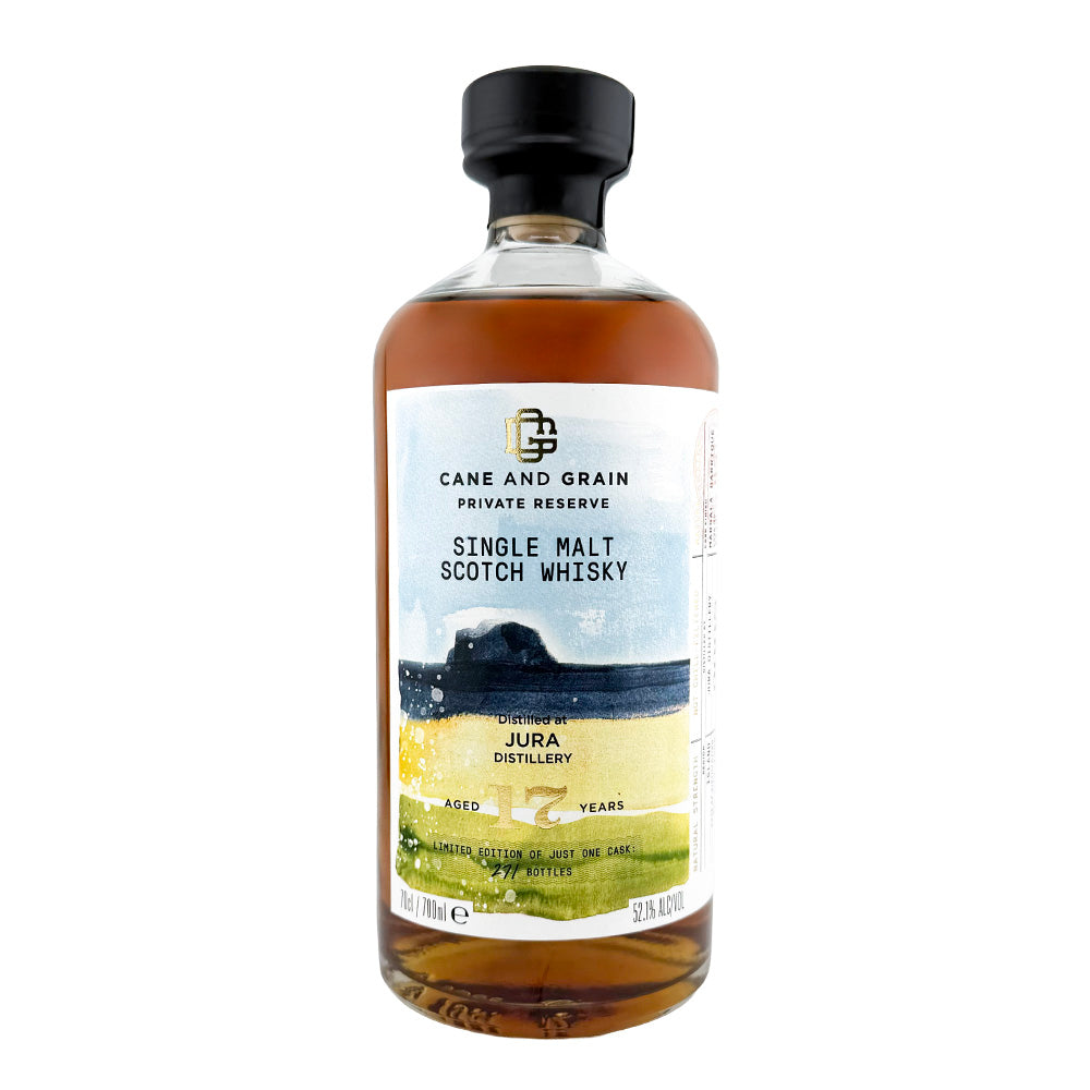 Bottle of Jura 17 Years Old Private Reserve by Cane and Grain, Island single malt Scotch whisky finished in a first-fill Marsala cask, 52.1% ABV, 70cl