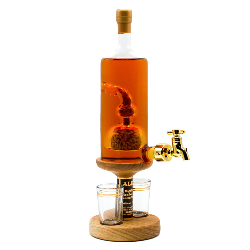 Whisky Decanter With Barley Tap With Glasses