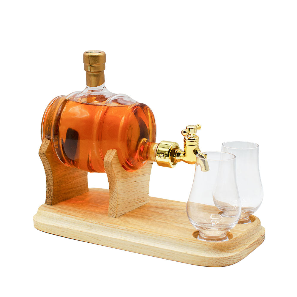 Whisky Barrel Glass Decanter With Glasses